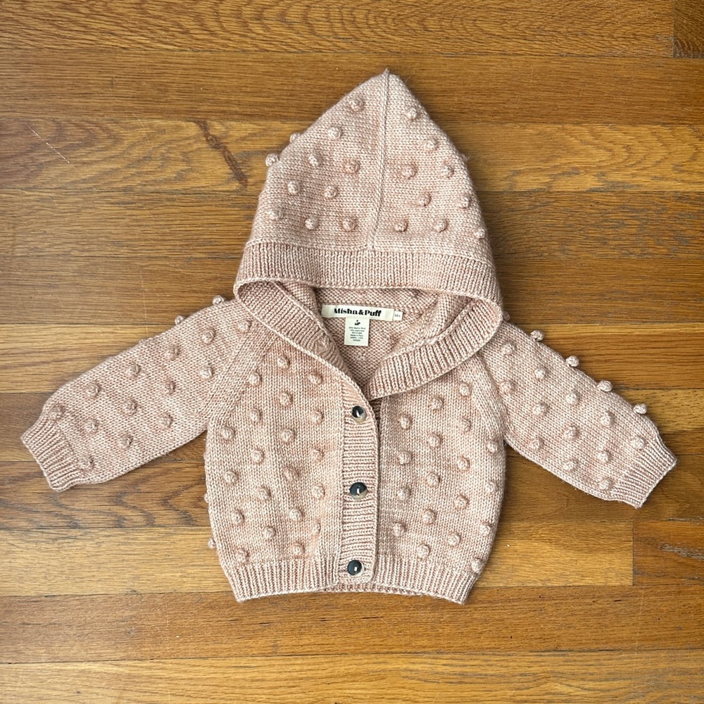 Misha & Puff baby hooded popcorn cardigan